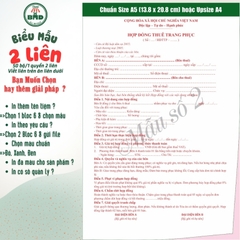 Hợp đồng cho thuê thời trang-áo cưới 2 liên-Bloc 2 (in sẵn) & Bloc 6 (chọn mẫu in tên) hoặc theo thiết kế