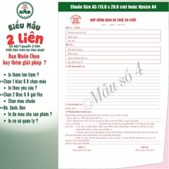 Hợp đồng cho thuê thời trang-áo cưới 2 liên-Bloc 2 (in sẵn) & Bloc 6 (chọn mẫu in tên) hoặc theo thiết kế