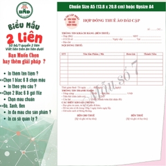 Hợp đồng cho thuê thời trang-áo cưới 2 liên-Bloc 2 (in sẵn) & Bloc 6 (chọn mẫu in tên) hoặc theo thiết kế