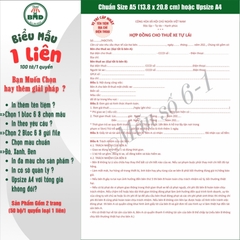 Hợp đồng cho thuê xe 1 liên-Bloc 2(in sẵn) & Bloc 6(chọn mẫu in tên) hoặc theo thiết kế