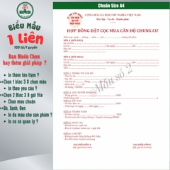 Hợp đồng Đặt Cọc Nhà Đất/Căn Hộ 1 liên(A4)-Bloc 1(in sẵn) & Bloc 3(chọn mẫu in tên) hoặc theo thiết kế