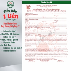 Hợp đồng Đặt Cọc Nhà Đất/Căn Hộ 1 liên(A4)-Bloc 1(in sẵn) & Bloc 3(chọn mẫu in tên) hoặc theo thiết kế