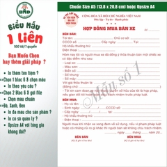 Hợp đồng mua bán xe 1 liên-Bloc 2 (in sẵn) & Bloc 6 (chọn mẫu in tên) hoặc theo thiết kế