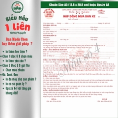 Hợp đồng mua bán xe 1 liên-Bloc 2 (in sẵn) & Bloc 6 (chọn mẫu in tên) hoặc theo thiết kế