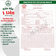 Hợp đồng mua bán xe 1 liên-Bloc 2 (in sẵn) & Bloc 6 (chọn mẫu in tên) hoặc theo thiết kế