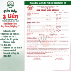 Hợp đồng mua bán xe 2 liên-Bloc 2 (in sẵn) & Bloc 6 (chọn mẫu in tên) hoặc theo thiết kế