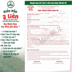 Hợp đồng mua bán xe 2 liên-Bloc 2 (in sẵn) & Bloc 6 (chọn mẫu in tên) hoặc theo thiết kế