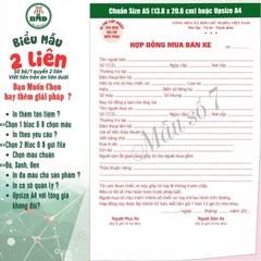 Hợp đồng mua bán xe 2 liên-Bloc 2 (in sẵn) & Bloc 6 (chọn mẫu in tên) hoặc theo thiết kế