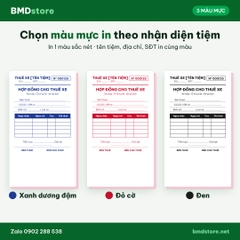 Hợp Đồng Cho Thuê Xe Máy, Ô Tô Tự Lái A5 2 Liên Carbonless – In Tên Tiệm, Đánh Số Nhảy | Bloc 2 & Bloc 6