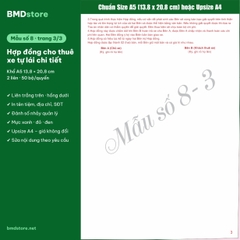Hợp Đồng Cho Thuê Xe Máy, Ô Tô Tự Lái A5 2 Liên Carbonless – In Tên Tiệm, Đánh Số Nhảy | Bloc 2 & Bloc 6