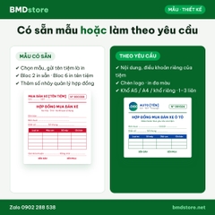 Hợp Đồng Mua Bán Xe Máy, Ô Tô A5 2 Liên Carbonless – In Tên Tiệm, Đánh Số Nhảy | Bloc 2 & Bloc 6 | 9 Mẫu Có Sẵn