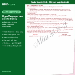 Hợp Đồng Mua Bán Xe Máy, Ô Tô A5 2 Liên Carbonless – In Tên Tiệm, Đánh Số Nhảy | Bloc 2 & Bloc 6 | 9 Mẫu Có Sẵn
