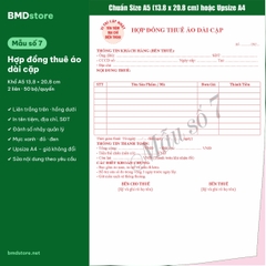 Hợp Đồng Thuê Váy Cưới, Áo Dài, Đồ Thời Trang A5 2 Liên Carbonless – In Tên Tiệm, Đánh Số Nhảy | Bloc 2 & Bloc 6