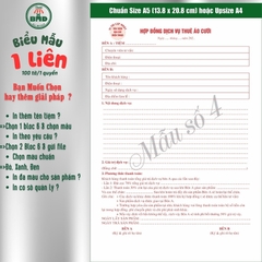 Hợp Đồng Thuê Váy Cưới, Áo Dài, Đồ Thời Trang A5 1 Liên – In Tên Tiệm, Đánh Số Nhảy | Bloc 2 & Bloc 6