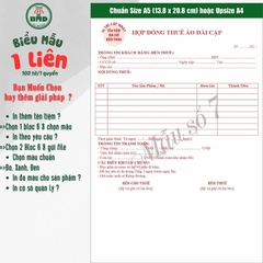 Hợp Đồng Thuê Váy Cưới, Áo Dài, Đồ Thời Trang A5 1 Liên – In Tên Tiệm, Đánh Số Nhảy | Bloc 2 & Bloc 6