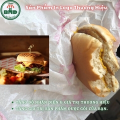 Giấy gói Hamburger in logo mỏng chuẩn 28gsm (màu giấy trắng ngà) size 30x39 cm - Block 1000 tờ