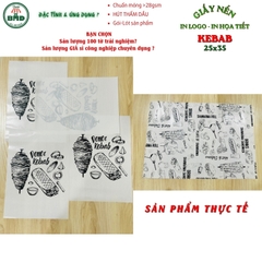 Giấy nến(hút dầu)gói-lót bánh Kebab in logo,chuẩn>28gsm(25x35cm)-Bloc 100(đen 3h)/1k/2k
