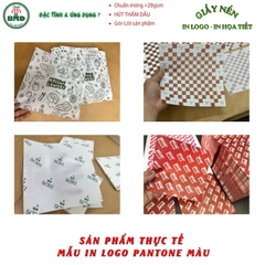Giấy nến(hút dầu)gói-lót bánh Kebab in logo,chuẩn>28gsm(25x35cm)-Bloc 100(đen 3h)/1k/2k