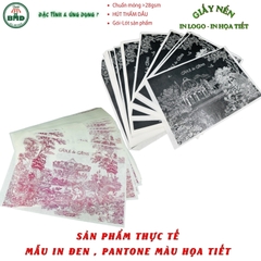 Giấy nến(hút dầu)gói-lót bánh Kebab in logo,chuẩn>28gsm(25x35cm)-Bloc 100(đen 3h)/1k/2k