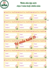 Tem nhãn dán tập & dụng cụ học sinh-Chọn mẫu hoặc thiết kế theo mẫu yêu thích-Block 24 tem 3.8x6.8cm