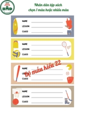 Tem nhãn dán tập & dụng cụ học sinh-Chọn mẫu hoặc thiết kế theo mẫu yêu thích-Block 24 tem 3.8x6.8cm