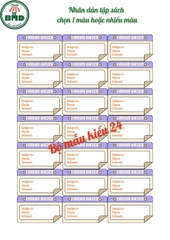Tem nhãn dán tập & dụng cụ học sinh-Chọn mẫu hoặc thiết kế theo mẫu yêu thích-Block 24 tem 3.8x6.8cm