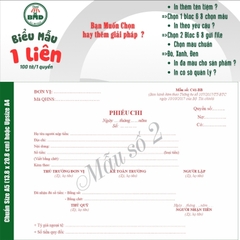 Phiếu Chi 1 liên-Bloc 2 (in sẵn) & Bloc 6 (chọn mẫu in tên) hoặc theo thiết kế