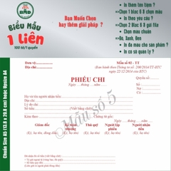 Phiếu Chi 1 liên-Bloc 2 (in sẵn) & Bloc 6 (chọn mẫu in tên) hoặc theo thiết kế