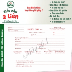 Phiếu Chi 2 liên-Bloc 2 (in sẵn) & Bloc 6 (chọn mẫu in tên) hoặc theo thiết kế