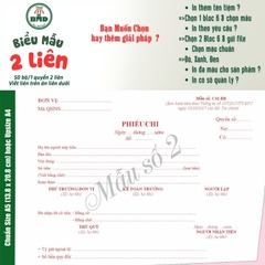 Phiếu Chi 2 liên-Bloc 2 (in sẵn) & Bloc 6 (chọn mẫu in tên) hoặc theo thiết kế