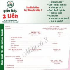 Phiếu Chi 2 liên-Bloc 2 (in sẵn) & Bloc 6 (chọn mẫu in tên) hoặc theo thiết kế