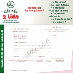 Phiếu Chi 2 liên-Bloc 2 (in sẵn) & Bloc 6 (chọn mẫu in tên) hoặc theo thiết kế