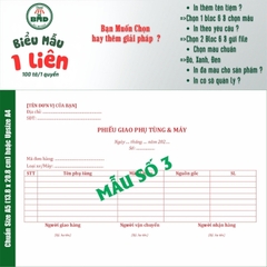 Phiếu giao hàng 1 liên-Bloc 2 (in sẵn) & Bloc 6 (chọn mẫu in tên) hoặc theo thiết kế