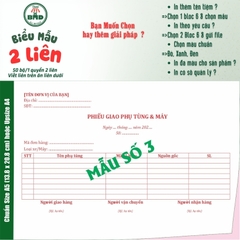 Phiếu giao hàng 2 liên-Bloc 2 (in sẵn) & Bloc 6 (chọn mẫu in tên) hoặc theo thiết kế