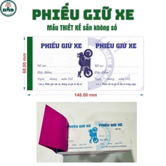Phiếu giữ xe mẫu chuẩn 14.8x6.8cm-Chọn Bloc 10/50/100 quyển