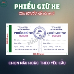 Phiếu giữ xe chọn mẫu in tên tiệm - Phiếu bốc thăm hoặc các loại phiếu trò chơi theo thiết kế chuẩn size mô tả-Bloc 50/100 quyển