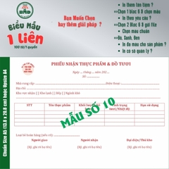 Phiếu nhận hàng 1 liên-Bloc 2 (in sẵn) & Bloc 6 (chọn mẫu in tên) hoặc theo thiết kế