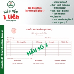 Phiếu nhận hàng 1 liên-Bloc 2 (in sẵn) & Bloc 6 (chọn mẫu in tên) hoặc theo thiết kế