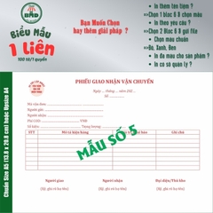 Phiếu nhận hàng 1 liên-Bloc 2 (in sẵn) & Bloc 6 (chọn mẫu in tên) hoặc theo thiết kế