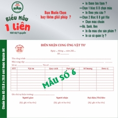Phiếu nhận hàng 1 liên-Bloc 2 (in sẵn) & Bloc 6 (chọn mẫu in tên) hoặc theo thiết kế