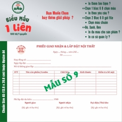 Phiếu nhận hàng 1 liên-Bloc 2 (in sẵn) & Bloc 6 (chọn mẫu in tên) hoặc theo thiết kế
