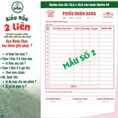 Phiếu nhận hàng 2 liên-Bloc 2 (in sẵn) & Bloc 6 (chọn mẫu in tên) hoặc theo thiết kế