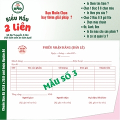Phiếu nhận hàng 2 liên-Bloc 2 (in sẵn) & Bloc 6 (chọn mẫu in tên) hoặc theo thiết kế