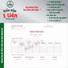 Phiếu Nhập Kho 1 liên-Bloc 2 (in sẵn) & Bloc 6 (chọn mẫu in tên) hoặc theo thiết kế