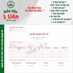 Phiếu Nhập Kho 1 liên-Bloc 2 (in sẵn) & Bloc 6 (chọn mẫu in tên) hoặc theo thiết kế