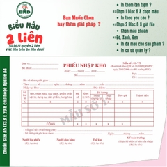 Phiếu Nhập Kho 2 liên-Bloc 2 (in sẵn) & Bloc 6 (chọn mẫu in tên) hoặc theo thiết kế
