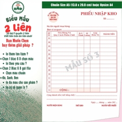 Phiếu Nhập Kho 2 liên-Bloc 2 (in sẵn) & Bloc 6 (chọn mẫu in tên) hoặc theo thiết kế
