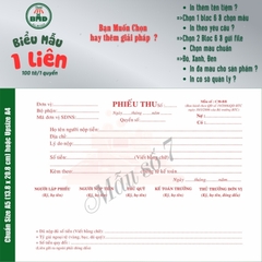 Phiếu Thu 1 liên-Bloc 2 (in sẵn) & Bloc 6 (chọn mẫu in tên) hoặc theo thiết kế
