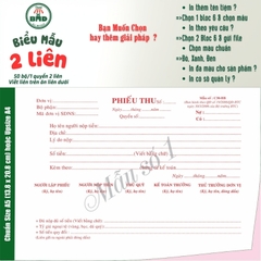 Phiếu Thu 2 liên-Bloc 2 (in sẵn) & Bloc 6 (chọn mẫu in tên) hoặc theo thiết kế