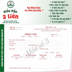 Phiếu Thu 2 liên-Bloc 2 (in sẵn) & Bloc 6 (chọn mẫu in tên) hoặc theo thiết kế